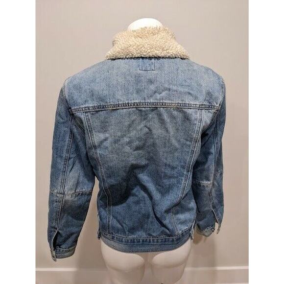 Kensie Womens Size Small Denim Jacket Medium Wash Faux Sherpa Collar Pockets - Picture 5 of 8